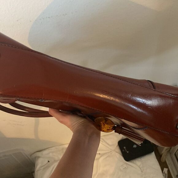 NWT The Original Hobo Bag Cognac Brown Vintage Style Tassel Charm - Picture 4 of 9